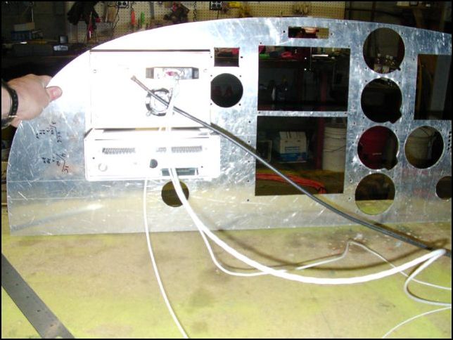 Rear view of GPS units in panel.  I did not purchase another mounting system so this time I just made my own from a couple of angles.  Worked just fine and was a lot cheaper!