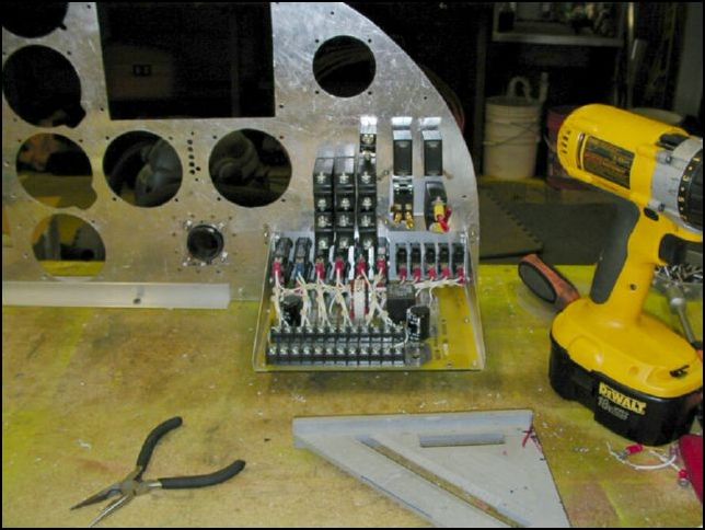 Rear view of the breakers and power panel.  This will make a VERY clean and simple job of the wires.