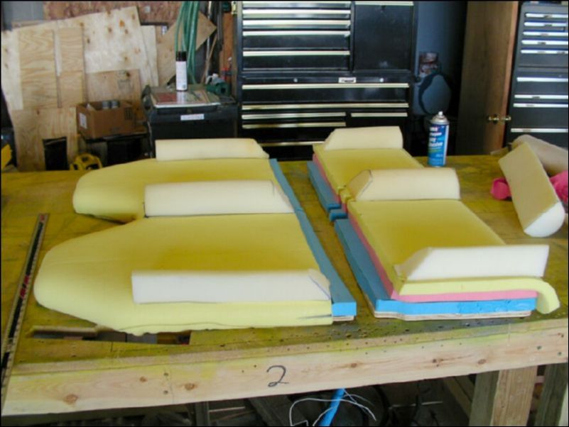 Cut and glue foam for rear seat back and bottom.
