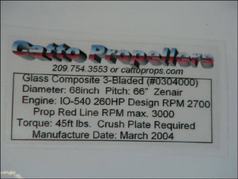 This is the identification plate from my prop.