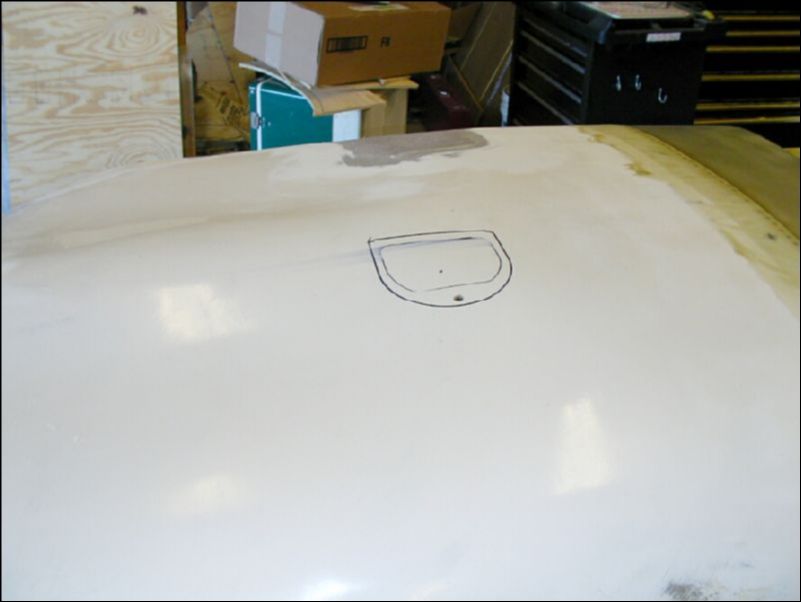 Mark new oil access door location on top cowling.