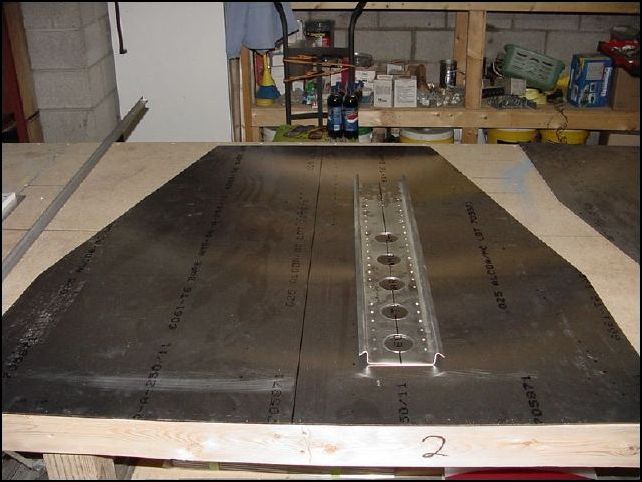 Mark center line on the skin (640-F-9-5) and bottom floor stiffener (20-F-17-1).  Be sure to draw a center line on both sides of the skin since parts will be on both sides.