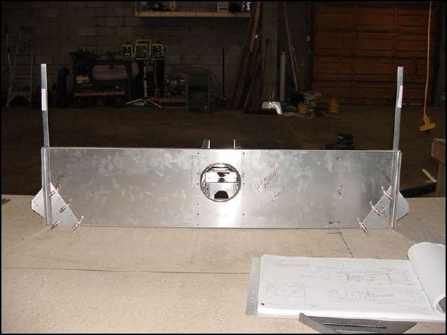 Rear view of all parts up to this point clecoed in place.