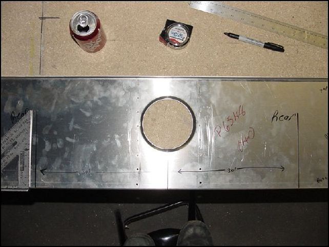 Take assembly apart.  Mark center line on back of front Z.  Measure 301mm left and right from center line and mark.  This is the location of the rivets for the standard L.  I then also measured 110mm left and right of center line, this is the edge of the standard L.