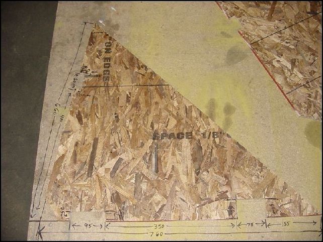 Make a jig to position the firewall.  This image shows the dimensions of this jig.  NOTE:  The firewall needs to be 19.5 degree from the table.  Since the bottom skin is already 9.5 degrees your jig needs to lean the firewall 10 degrees back.  When you make your jig mark an 80 degree angle (90 degrees  would make the firewall square to the floor skin, 80 degrees gives you the other 10 degrees).