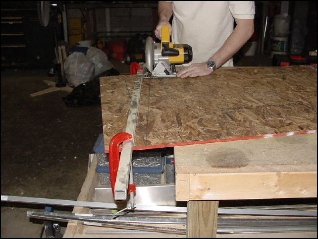 This image shows how I cut the firewall jig.  I wanted to make sure the cuts were perfect so I clamped a fence to the board the distance of my saw blade to the outside of my saw.  THIS WORKED GREAT!