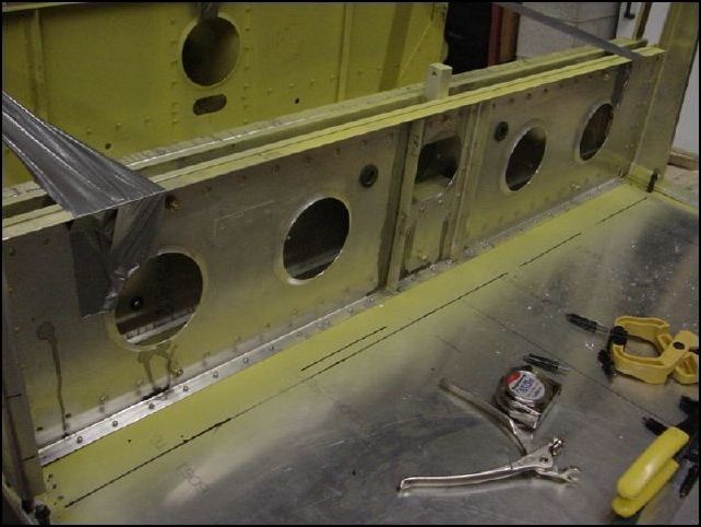 Top rear view of riveted center channel