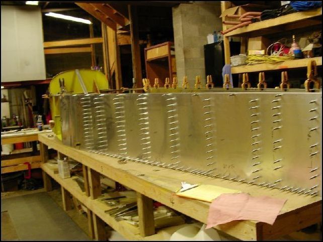 Another image of the left lower side skin clecoed in place.