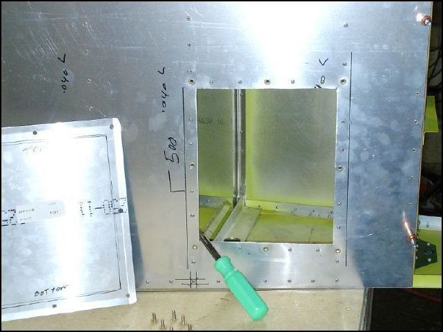 Install rivnuts for access door on left lower side skin.