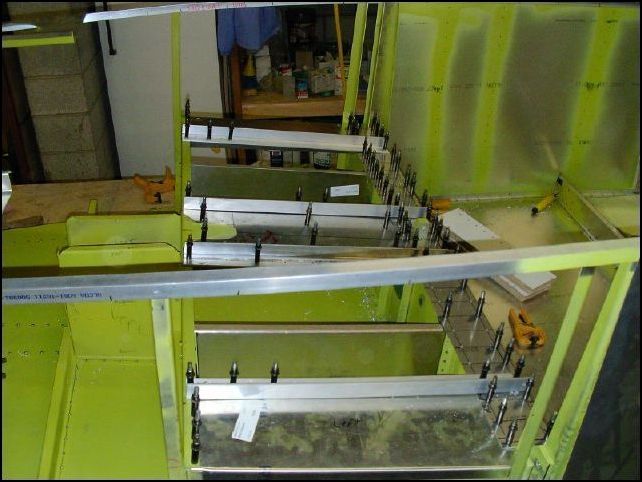 This image shows the seat rails and panels all clecoed in place.  I am not going to rivet this section until I have the controls installed.