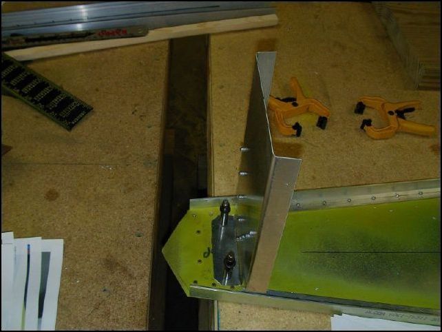 another image of the rear fuselage panel clecoed in place.