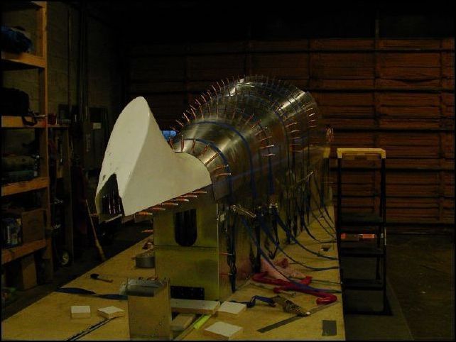 Another view of the tail cap test fitted to the fuselage.