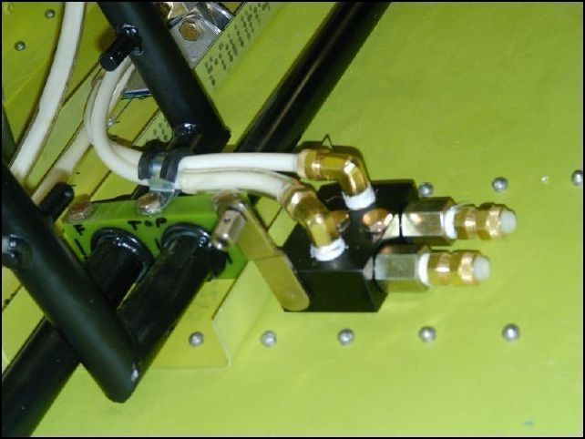 another image of the brake lines connected to the parking brake valve.  Notice that I also installed clear tubeing over the brake lines.  This is to prevent the brake lines from rubbing on anything.