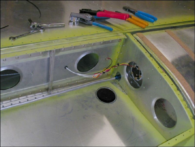 cut access hole in bottom of left wing for access to fuel sender and fuel line.